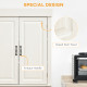 Kitchen Cupboard with 4 Doors, Freestanding Storage Cabinet with Wide Drawer and Shelves for Living Room, 180cm, White Wood Grai