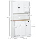 180cm Freestanding Kitchen Cabinet, Modern Storage Cupboard with Open Countertop, Drawer and 6 Doors