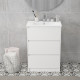 kleankin 600mm Bathroom Vanity Unit with Basin and Single Tap Hole, High Gloss White Floor Standing Bathroom Sink Unit with 2 Dr