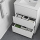 kleankin 600mm Bathroom Vanity Unit with Basin and Single Tap Hole, High Gloss White Floor Standing Bathroom Sink Unit with 2 Dr