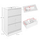 kleankin 600mm Bathroom Vanity Unit with Basin and Single Tap Hole, High Gloss White Floor Standing Bathroom Sink Unit with 2 Dr