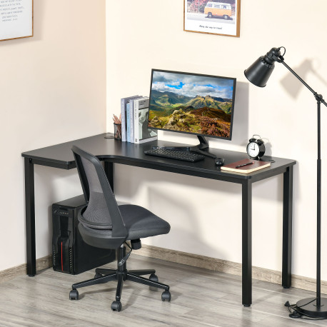 L-Shaped Gaming Desk, Computer Corner Desk, Home Office Workstation with Cable Management, 145 x 81 x 76cm, Black, Left
