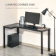 L-Shaped Gaming Desk, Computer Corner Desk, Home Office Workstation with Cable Management, 145 x 81 x 76cm, Black, Left