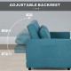 Loveseat Sofa Bed, Convertible Bed Settee with 2 Cushions, Side Pockets for Living Room, Blue