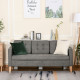 Modern 3 Seater Sofa with Hidden Storage, 169cm Tufted Cotton Couch with Wood Legs, Compact Sofa for Living Room, Grey