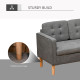 Modern 3 Seater Sofa with Hidden Storage, 169cm Tufted Cotton Couch with Wood Legs, Compact Sofa for Living Room, Grey
