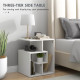 Side Table, 3 Tier End Table with Open Storage Shelves, Living Room Coffee Table Organiser Unit, Set of 2, White