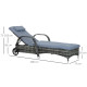 Outsunny 2PC Rattan Sun Lounger Recliner Bed Reclining Chair Patio Garden Outdoor Wicker Weave Adjustable Headrest with Fire Ret