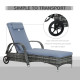 Outsunny 2PC Rattan Sun Lounger Recliner Bed Reclining Chair Patio Garden Outdoor Wicker Weave Adjustable Headrest with Fire Ret