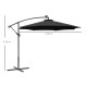 Outsunny 3m LED Patio Banana Umbrella Cantilever Parasol w/ Crank Cross Base Hanging Offset Umbrella Frame Steel  Aluminium Gard