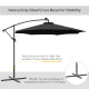 Outsunny 3m LED Patio Banana Umbrella Cantilever Parasol w/ Crank Cross Base Hanging Offset Umbrella Frame Steel  Aluminium Gard