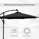 Outsunny 3m LED Patio Banana Umbrella Cantilever Parasol w/ Crank Cross Base Hanging Offset Umbrella Frame Steel  Aluminium Gard
