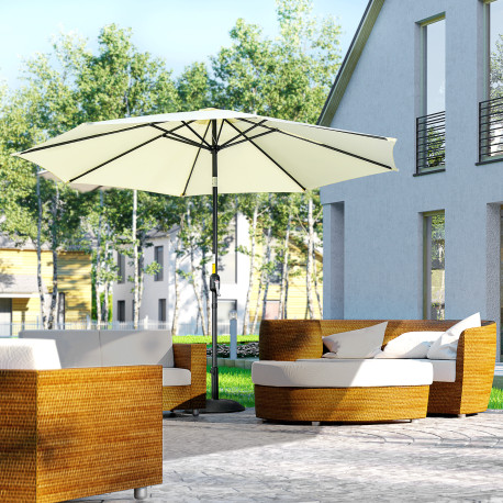Outsunny 3(m) Tilting Parasol Garden Umbrellas, Outdoor Sun Shade with 8 Ribs, Tilt and Crank Handle for Balcony, Bench, Garden,