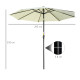 Outsunny 3(m) Tilting Parasol Garden Umbrellas, Outdoor Sun Shade with 8 Ribs, Tilt and Crank Handle for Balcony, Bench, Garden,