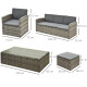 Outsunny Rattan Garden Furniture Outdoor Patio 5 Piece Wicker Weave Sofa Set with Storage,  Cushioned, 3-Seater Sofa + 2 Single 