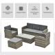 Outsunny Rattan Garden Furniture Outdoor Patio 5 Piece Wicker Weave Sofa Set with Storage,  Cushioned, 3-Seater Sofa + 2 Single 