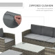 Outsunny Rattan Garden Furniture Outdoor Patio 5 Piece Wicker Weave Sofa Set with Storage,  Cushioned, 3-Seater Sofa + 2 Single 