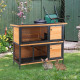 PawHut Rabbit Hutch Outdoor Guinea Pig Hutch Bunny Cage Metal Frame with  No-Leak Tray Openable Roof Light Yellow 122 x 50 x 101