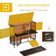 PawHut Rabbit Hutch Outdoor Guinea Pig Hutch Bunny Cage Metal Frame with  No-Leak Tray Openable Roof Light Yellow 122 x 50 x 101