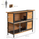 PawHut Rabbit Hutch Outdoor Guinea Pig Hutch Bunny Cage Metal Frame with  No-Leak Tray Openable Roof Light Yellow 122 x 50 x 101