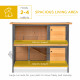 PawHut Rabbit Hutch Outdoor Guinea Pig Hutch Bunny Cage Metal Frame with  No-Leak Tray Openable Roof Light Yellow 122 x 50 x 101