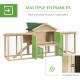PawHut Large Chicken Coop, Wooden Garden Hen House, Poultry Coops Cages with Run, Nesting Box, Natural Wood Finish