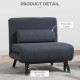 Linen Single Chair Bed, 3-in-1 Convertible Sleeper Chair with Adjustable Backrest, Pillow, for Living Room, Bedroom, Dark Grey