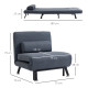 Linen Single Chair Bed, 3-in-1 Convertible Sleeper Chair with Adjustable Backrest, Pillow, for Living Room, Bedroom, Dark Grey