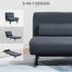 Linen Single Chair Bed, 3-in-1 Convertible Sleeper Chair with Adjustable Backrest, Pillow, for Living Room, Bedroom, Dark Grey