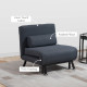 Linen Single Chair Bed, 3-in-1 Convertible Sleeper Chair with Adjustable Backrest, Pillow, for Living Room, Bedroom, Dark Grey