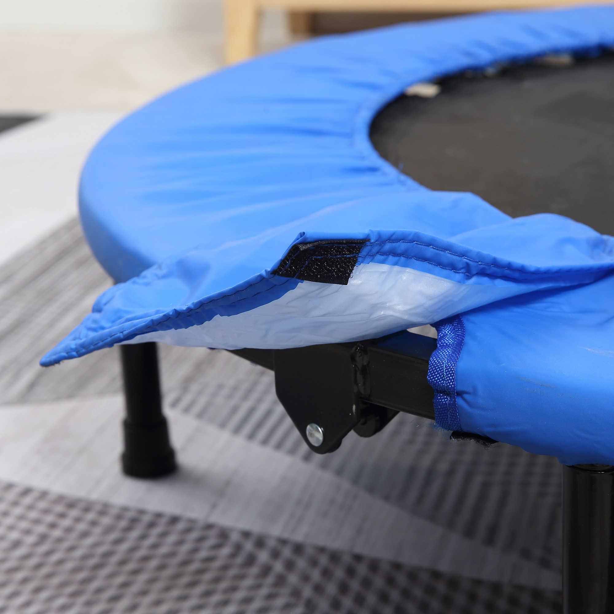 &Phi;101 Mini Fitness Trampoline Home Gym Yoga Exercise Rebounder Indoor Outdoor Jumper with Safety Pad, Support Up to 100 KG, Blue 