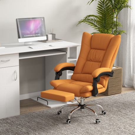 Vinsetto High Back Vibration Massage Office Chair, Heated Reclining PU Leather Computer Chair with 135° Reclining Back and Footr