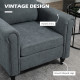Vintage Accent Chair, Upholstered Occasional Chair with Back Pillow, Rolled Arms,  Rubber Wood Legs, Grey