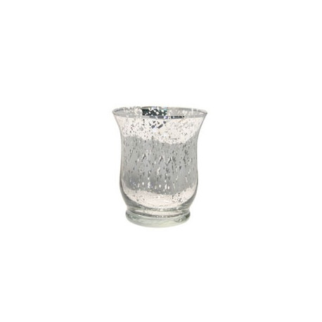 Medium Shiny Speckle Silver Hurricane Vase