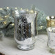 Medium Shiny Speckle Silver Hurricane Vase