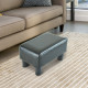 Faux Leather Footstool, Small Foot Rest, Rectangle Sofa Stool for Bedroom Living Room, Black