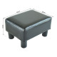 Faux Leather Footstool, Small Foot Rest, Rectangle Sofa Stool for Bedroom Living Room, Black