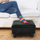 Faux Leather Footstool, Small Foot Rest, Rectangle Sofa Stool for Bedroom Living Room, Black
