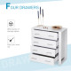 Chest Of 4 Drawers Storage Cabinet Bedroom Clothes w/Metal Handles Base Freestanding Unit Furnishing Living Room White