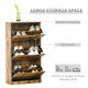 Industrial Shoe Cabinet with 3 Flip Drawers, Narrow Shoe Storage Cabinet for 18 Pairs, Freestanding Slim Shoe Storage Organiser 