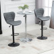 Bar Stools Set of 2 Adjustable Height Swivel Bar Chairs in PU Leather with Backrest &amp; Footrest, Grey