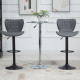 Bar Stools Set of 2 Adjustable Height Swivel Bar Chairs in PU Leather with Backrest &amp; Footrest, Grey