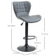 Bar Stools Set of 2 Adjustable Height Swivel Bar Chairs in PU Leather with Backrest &amp; Footrest, Grey