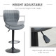 Bar Stools Set of 2 Adjustable Height Swivel Bar Chairs in PU Leather with Backrest &amp; Footrest, Grey