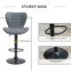 Bar Stools Set of 2 Adjustable Height Swivel Bar Chairs in PU Leather with Backrest &amp; Footrest, Grey