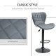 Bar Stools Set of 2 Adjustable Height Swivel Bar Chairs in PU Leather with Backrest &amp; Footrest, Grey