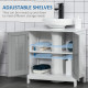 kleankin Modern Under Sink Cabinet with 2 Doors, Bathroom Vanity Unit, Pedestal Under Sink Design, Storage Cupboard with Adjusta