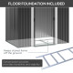 Outsunny 7 x 4ft Outdoor Storage Shed with Foundation Kit, Lean to Metal Garden Shed for Log, Rubbish Bin, Tool, Lawnmower, Bike