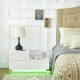 High Gloss Front Bedside Table with Drawers Nightstand with RGB LED Light and Remote for Bedroom Living Room White