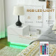 High Gloss Front Bedside Table with Drawers Nightstand with RGB LED Light and Remote for Bedroom Living Room White